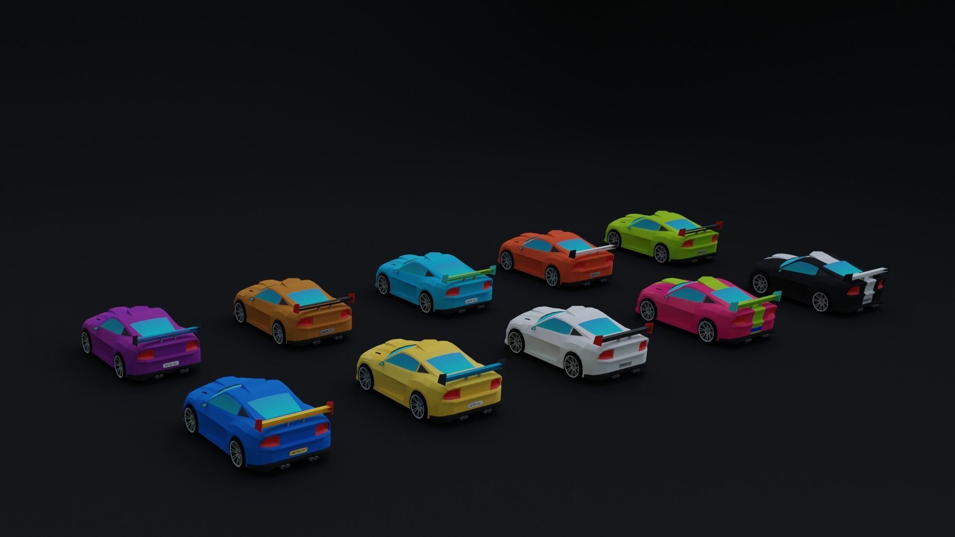 Sport Car Pack Game Asset 2 Low-poly 3D model_1