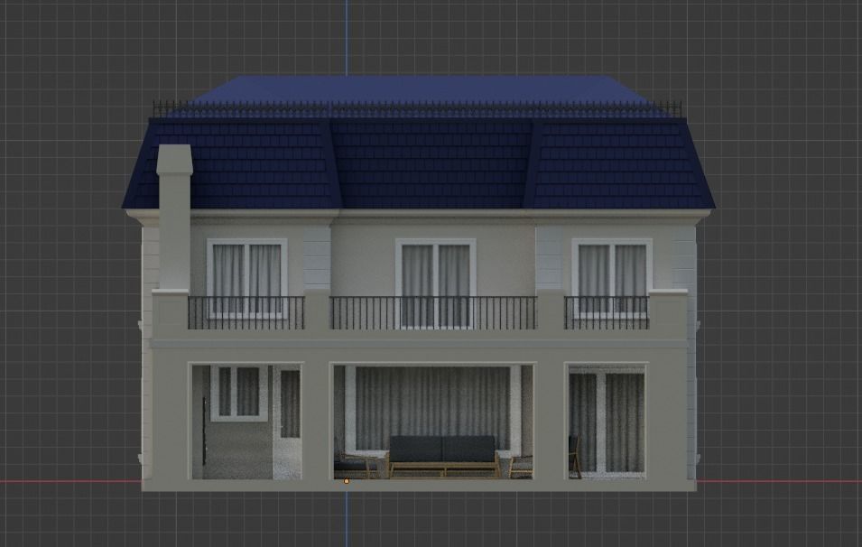 Mansion house with roof 3D model_13