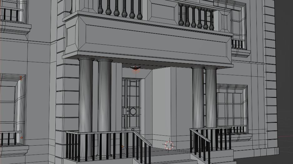 Mansion house with roof 3D model_9