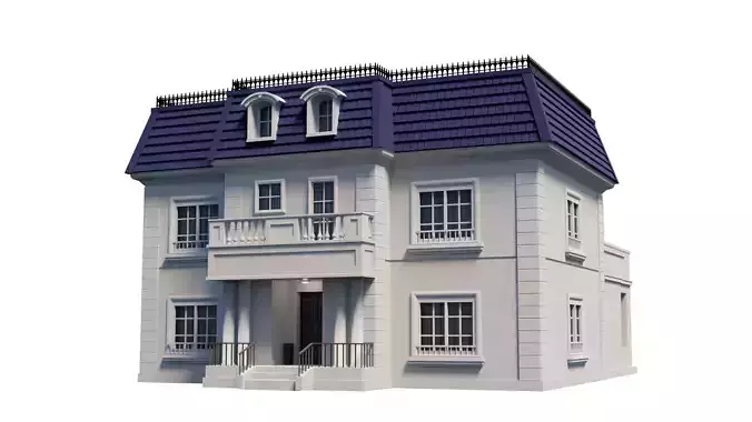 Mansion house with roof 3D model