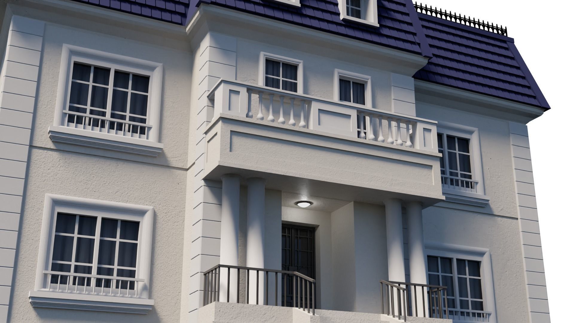 Mansion house with roof 3D model_5