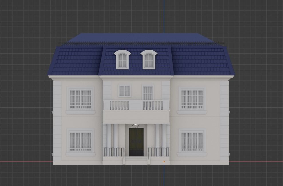 Mansion house with roof 3D model_14