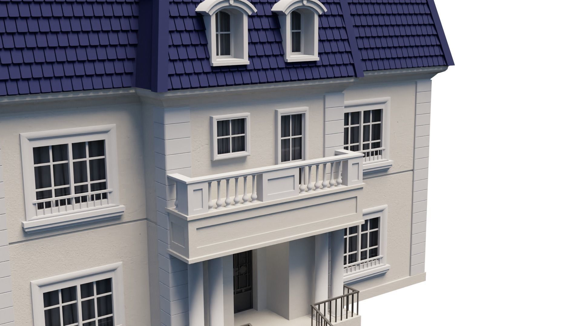 Mansion house with roof 3D model_7