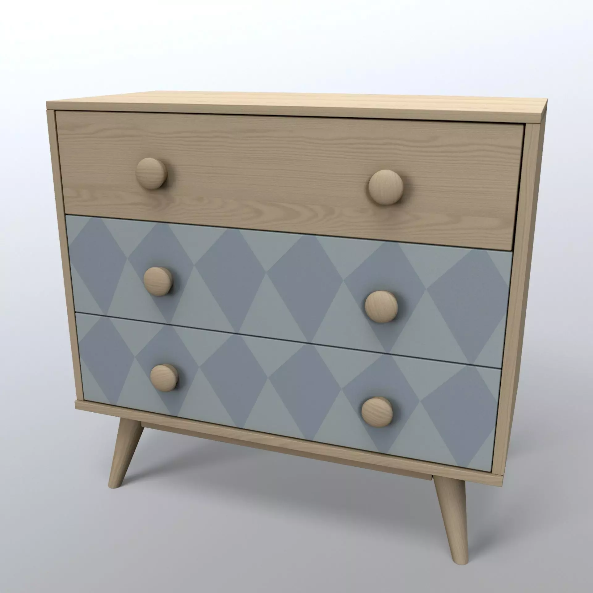 Chest of drawers Low-poly 3D model_0