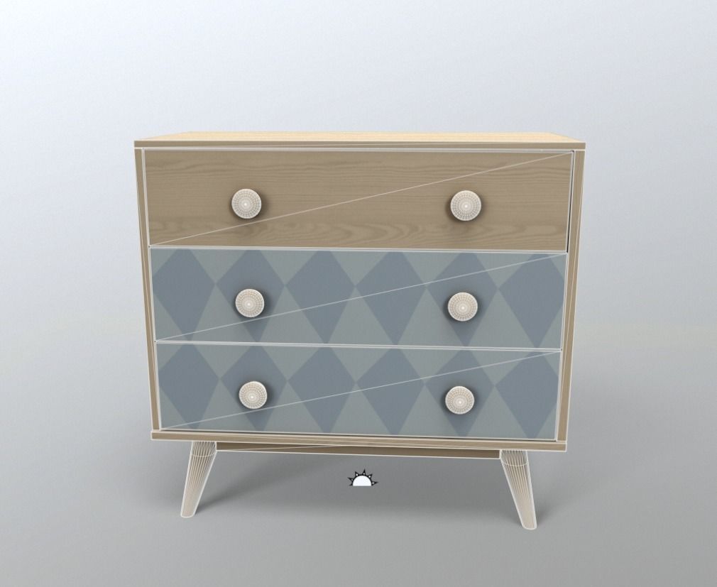 Chest of drawers Low-poly 3D model_6