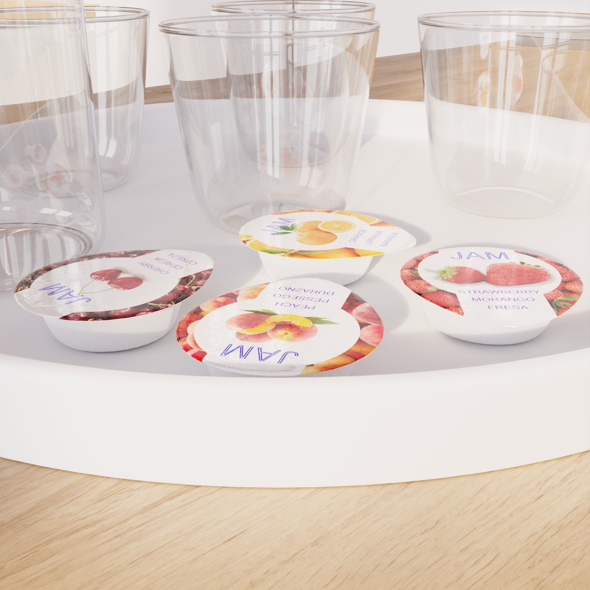 Assorted Jam Portions Low-poly 3D model_1