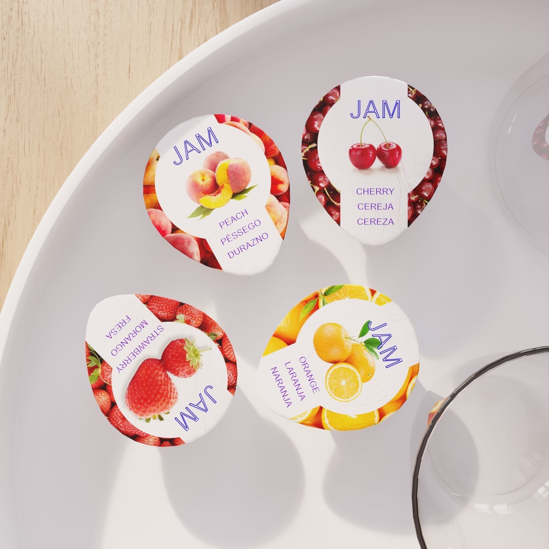 Assorted Jam Portions Low-poly 3D model_2