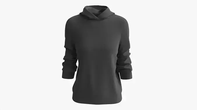 Hoodie for Women Mockup 04 Black