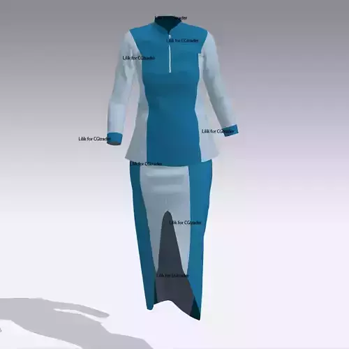 Oriental blouse with princess cutting and pias skirt