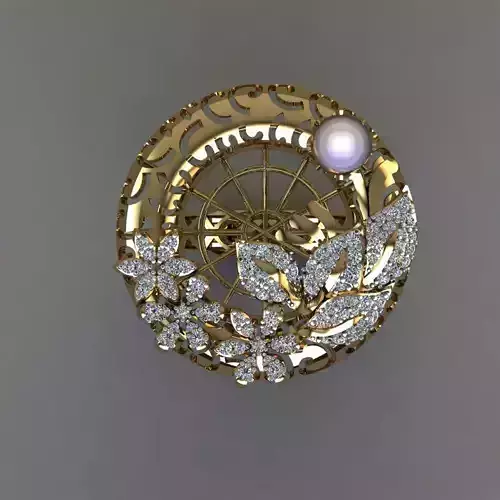 Pearl and Daimond On Leaves Beautiful Ring 3D printable Model 3D