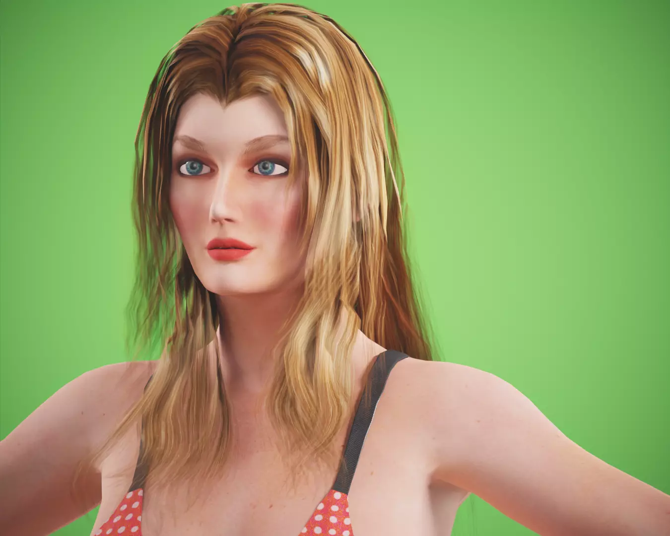 game riged girl Low-poly 3D model