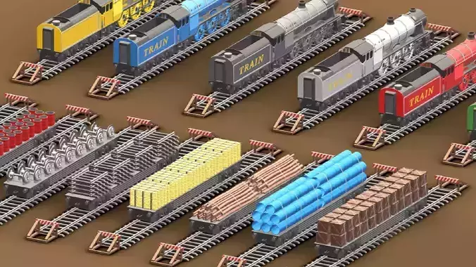 Train Pack 1 Low-poly 3D model