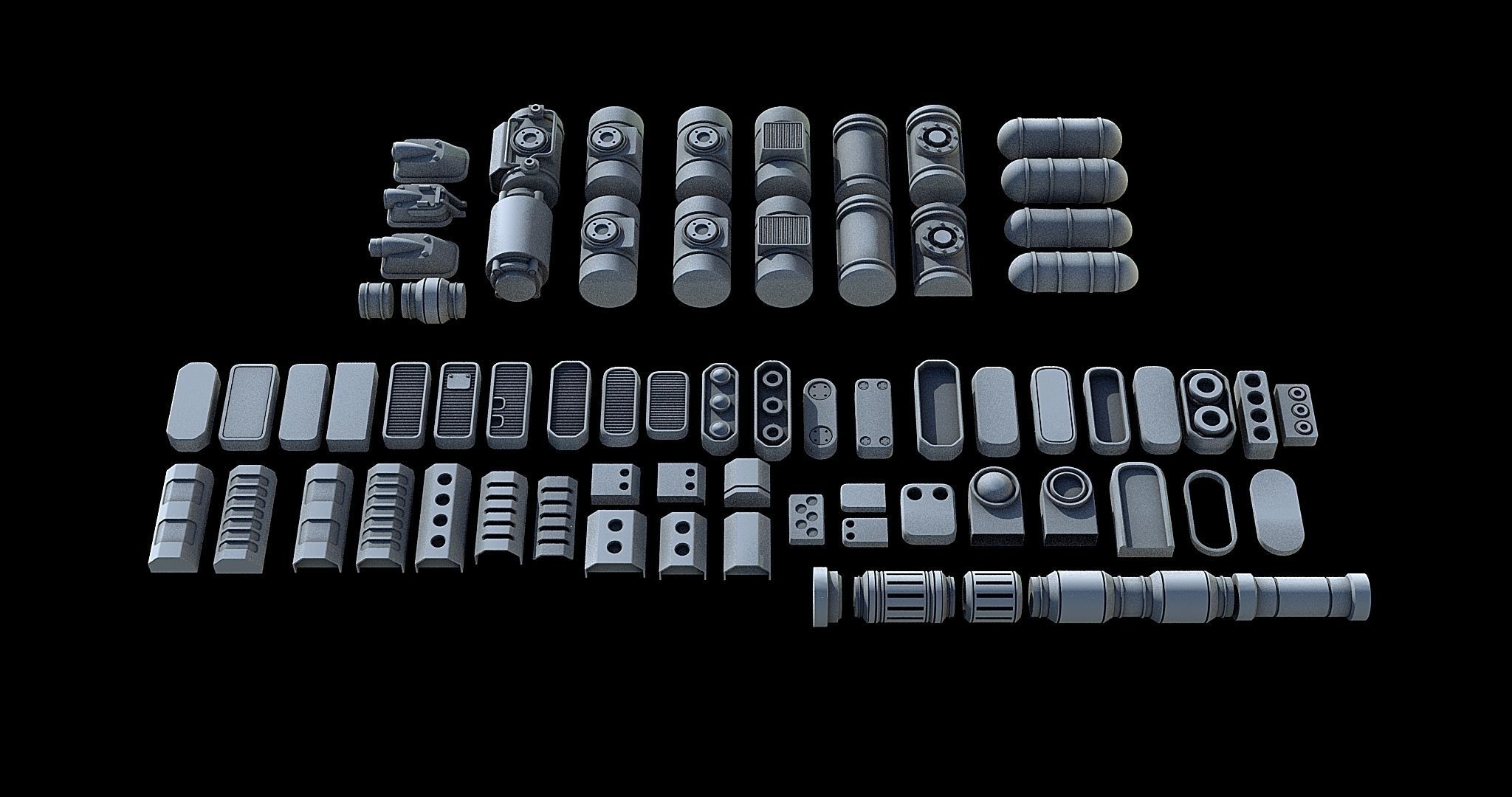 Sci-Fi KitBash and Props Pack Part one 3D model_6