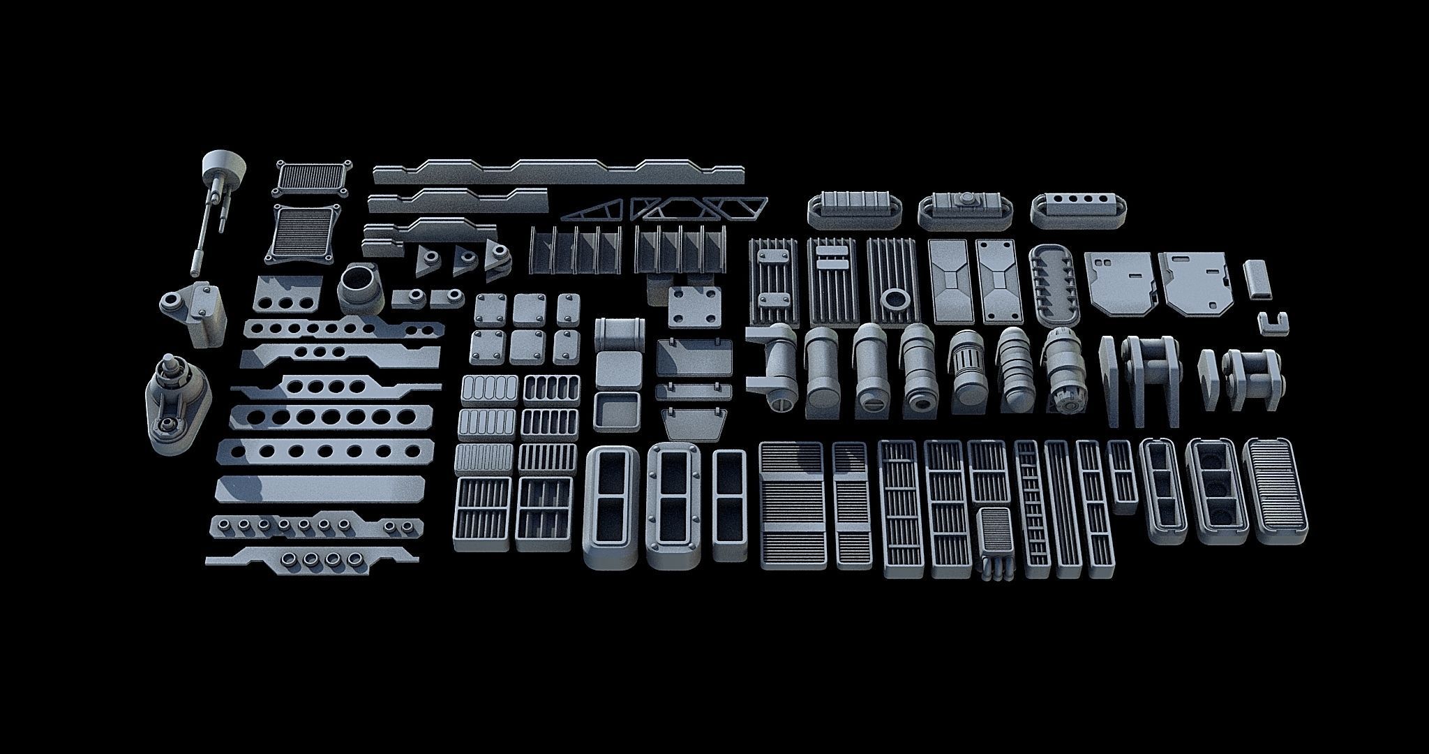 Sci-Fi KitBash and Props Pack Part one 3D model_4