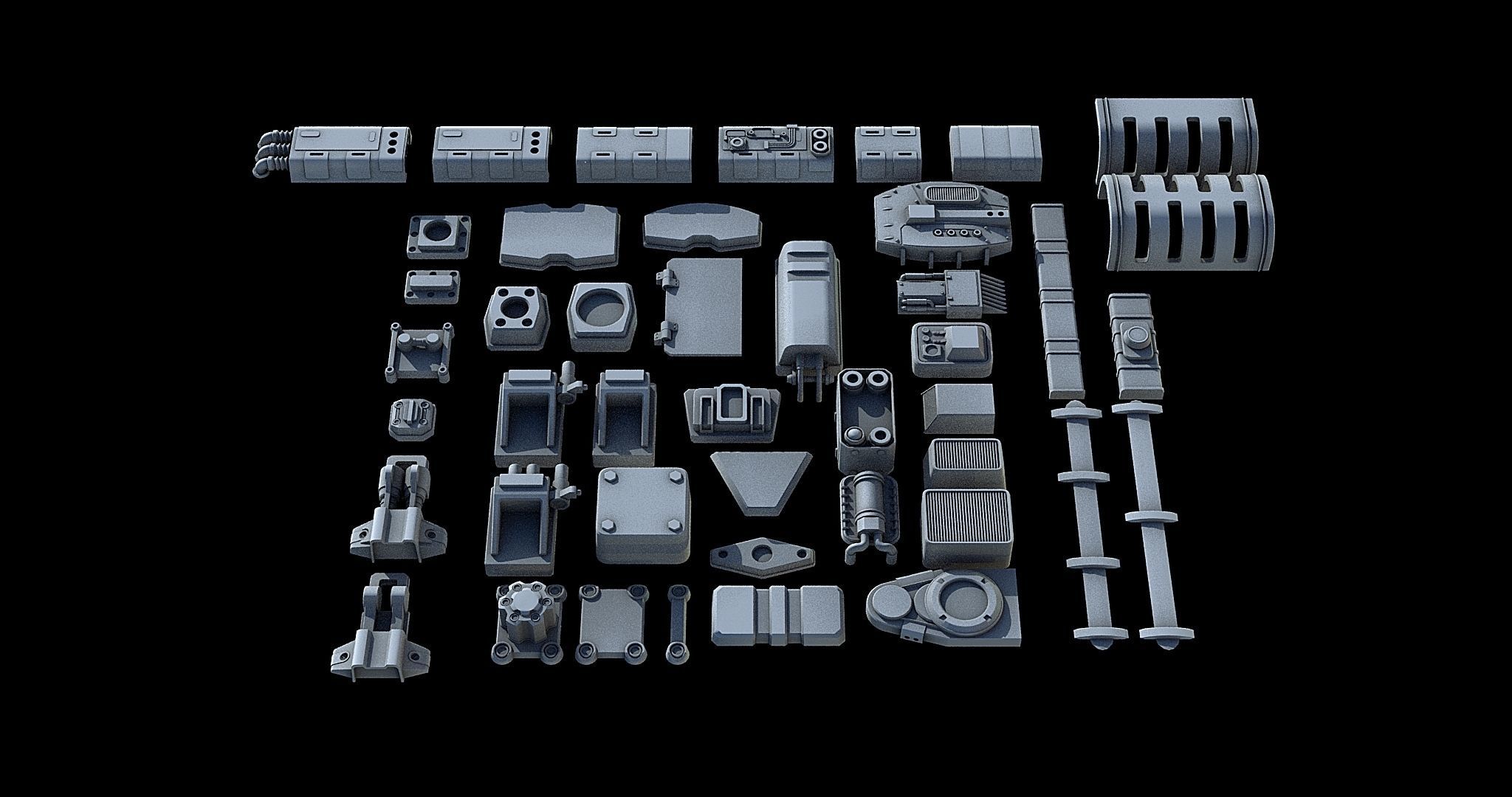 Sci-Fi KitBash and Props Pack Part one 3D model_5