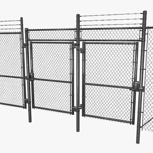 Chainlink Fence Modular Set Low-poly 3D model
