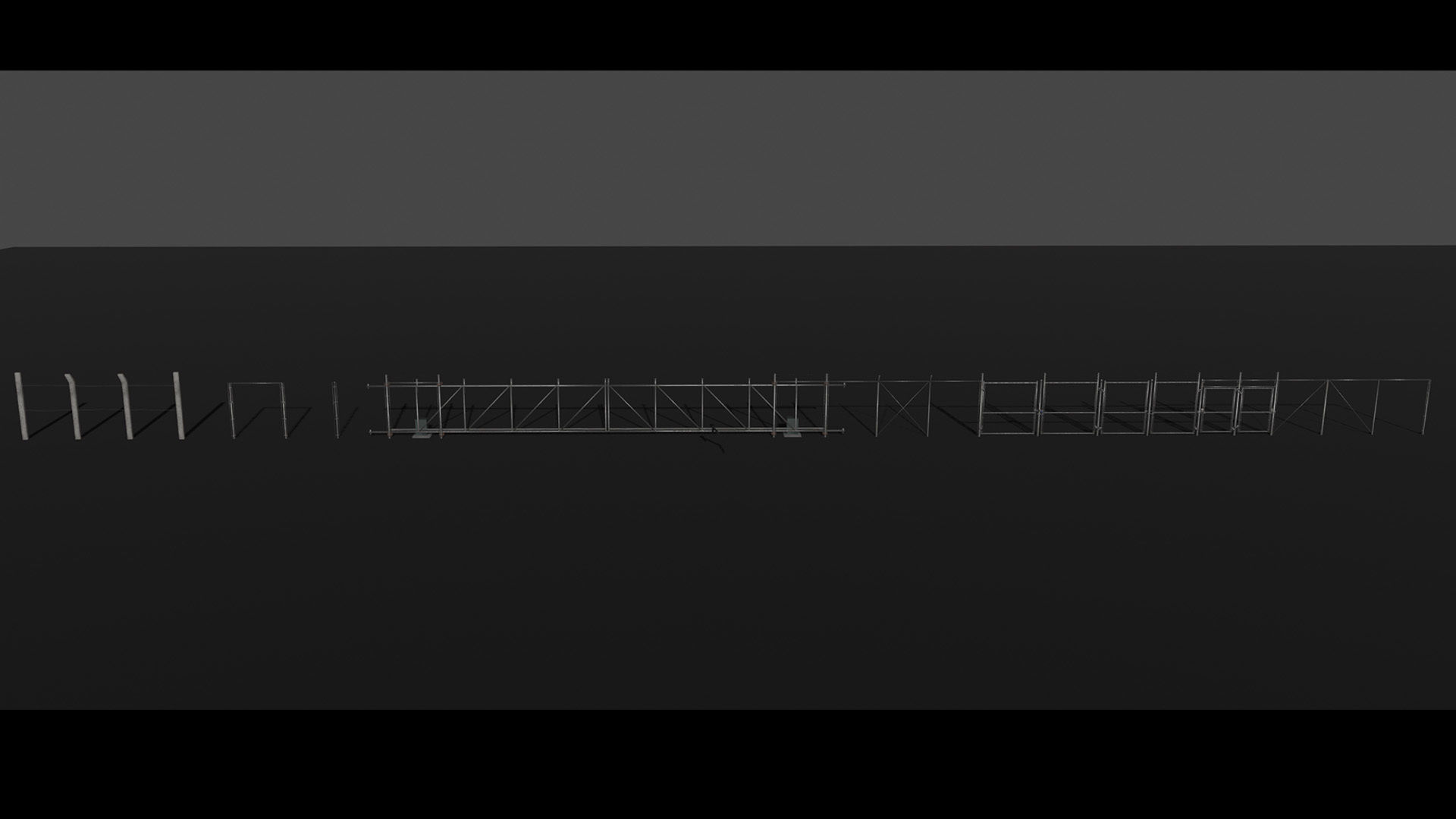Chainlink Fence Modular Set Low-poly 3D model_5