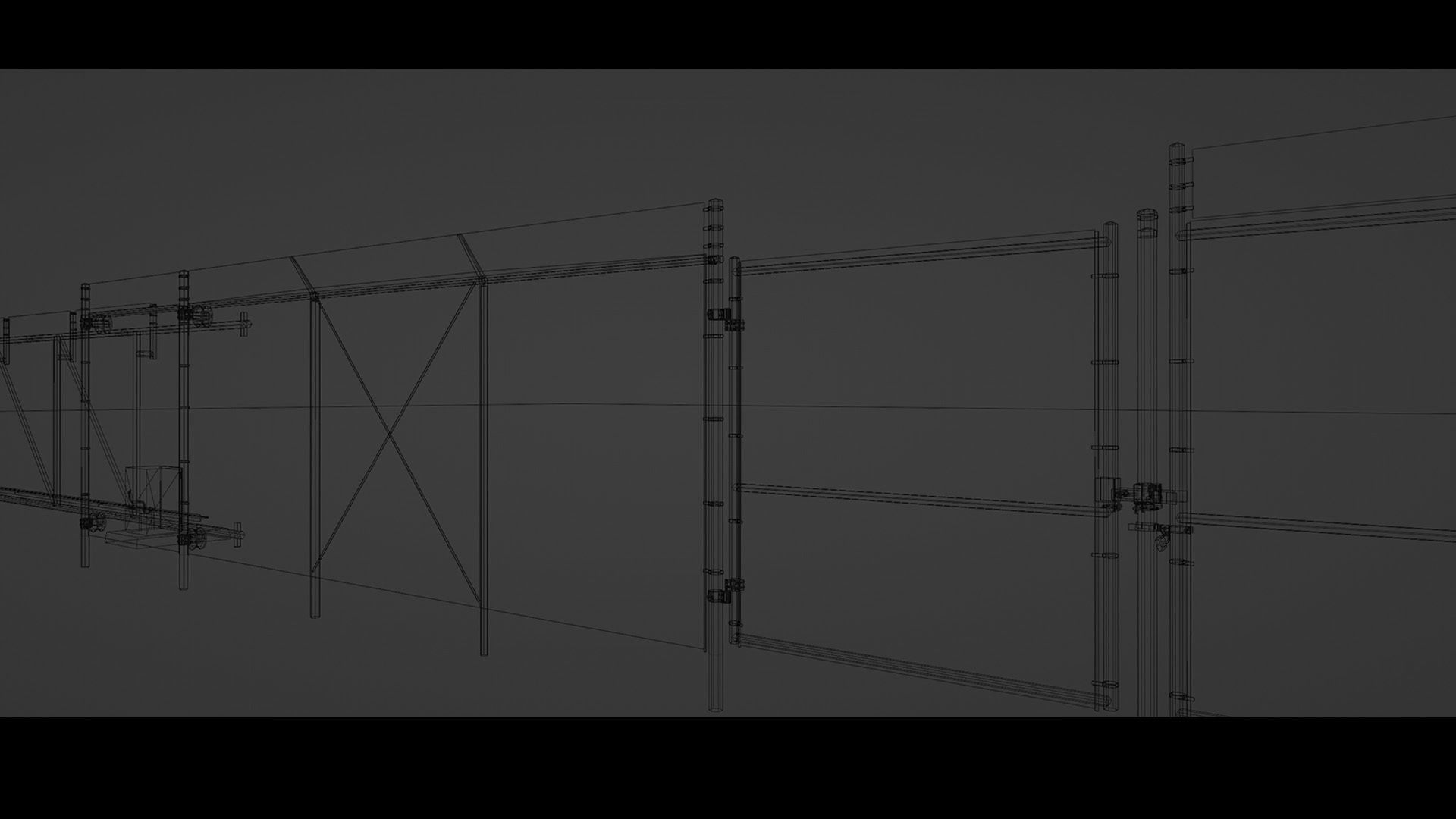 Chainlink Fence Modular Set Low-poly 3D model_3