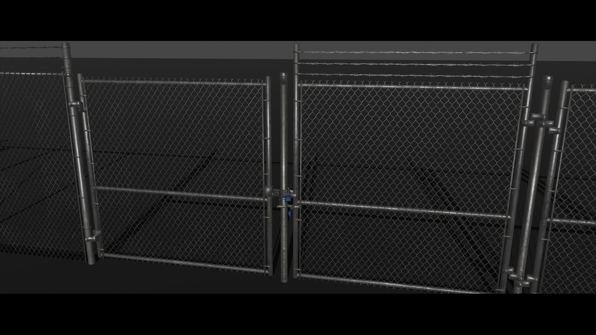 Chainlink Fence Modular Set Low-poly 3D model_1