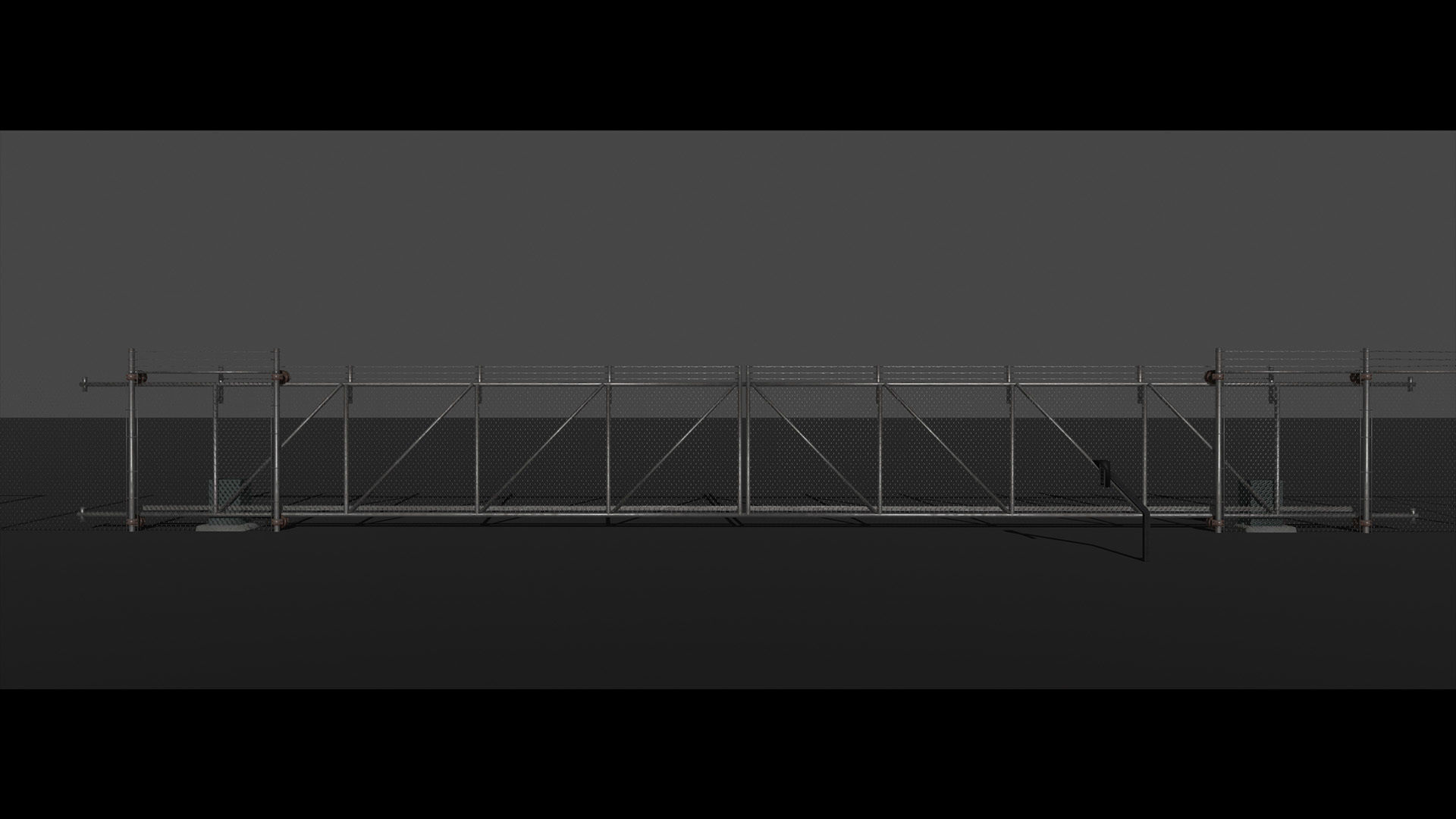 Chainlink Fence Modular Set Low-poly 3D model_6