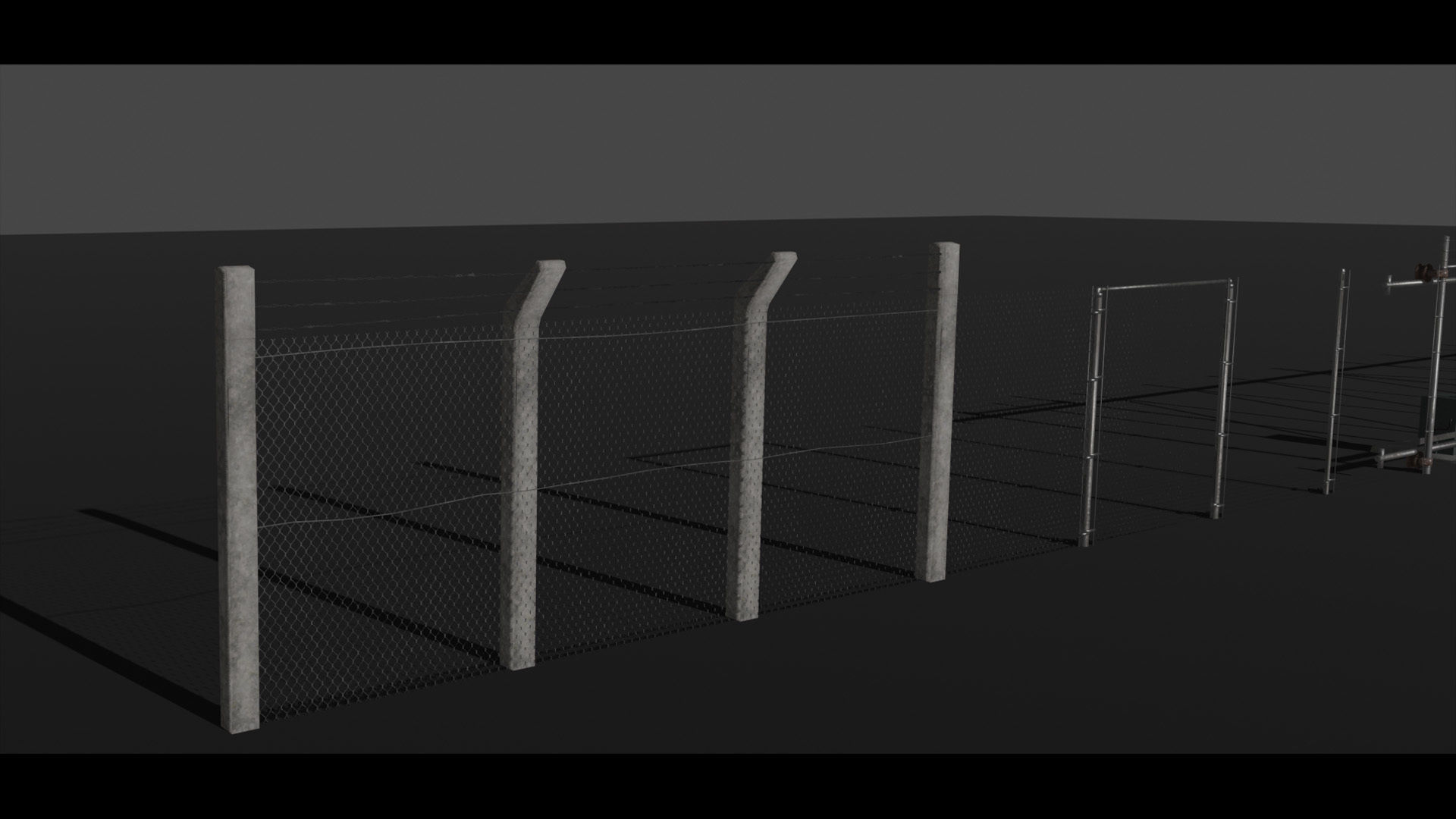 Chainlink Fence Modular Set Low-poly 3D model_8