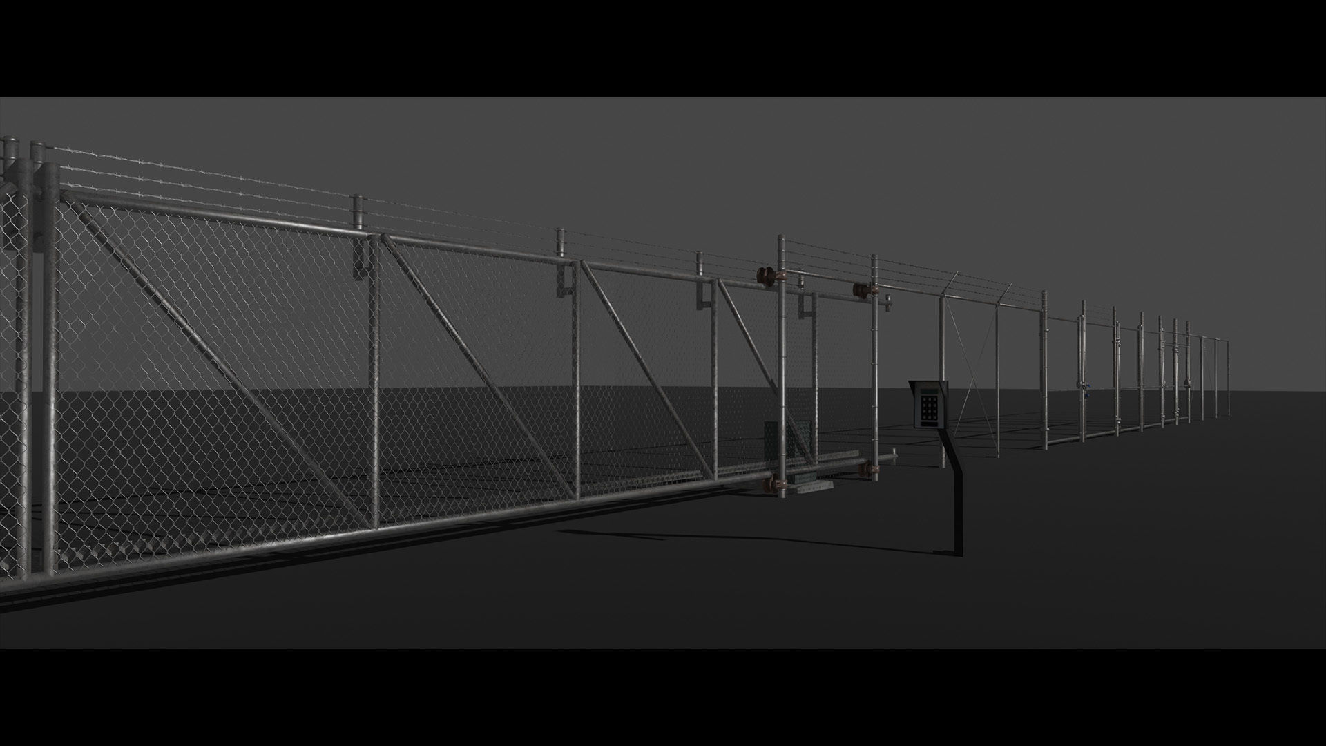 Chainlink Fence Modular Set Low-poly 3D model_7