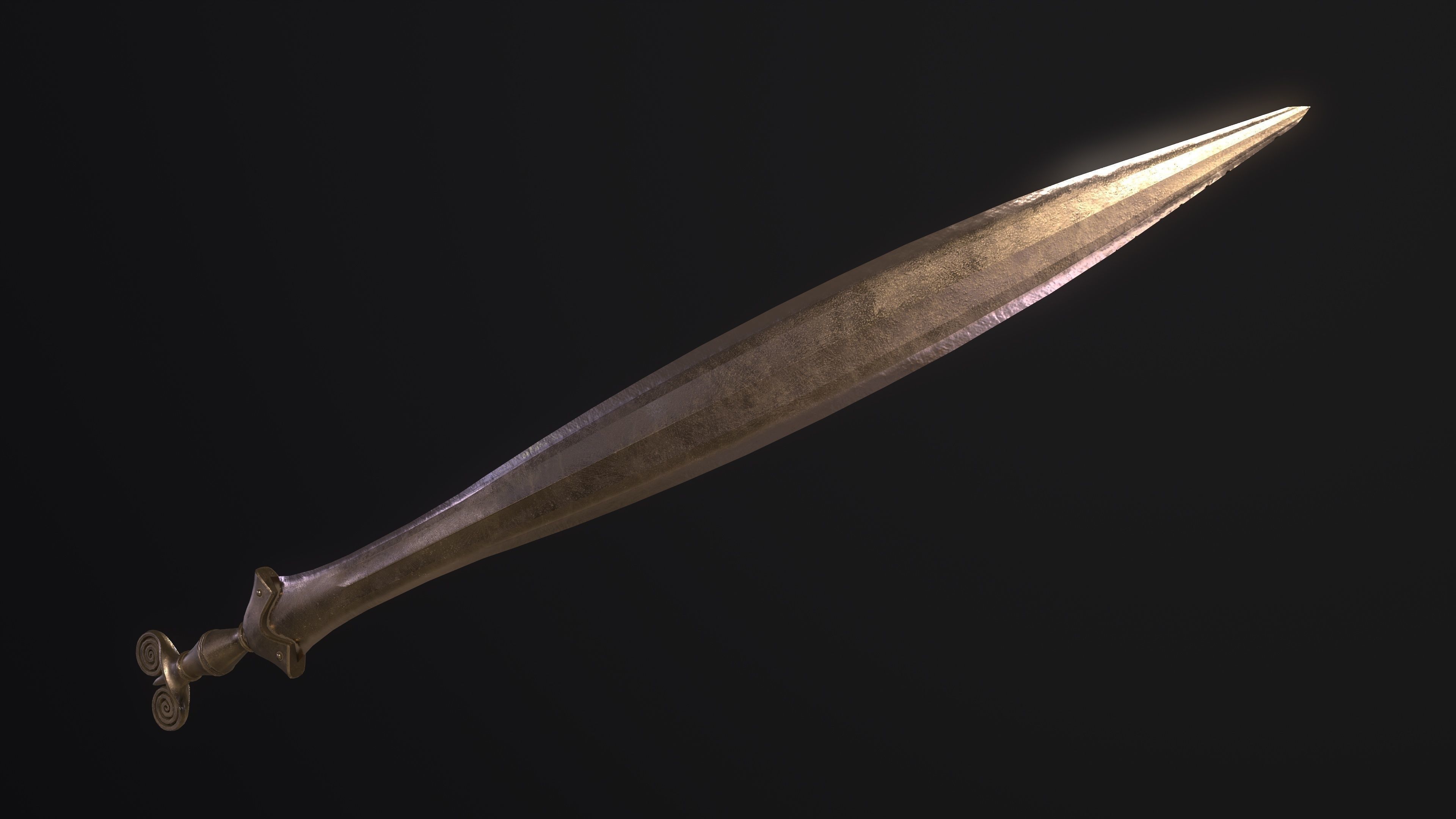 The Celtic Gundlingen - Leaf-Bladed Bronze Sword Low-poly 3D model_6