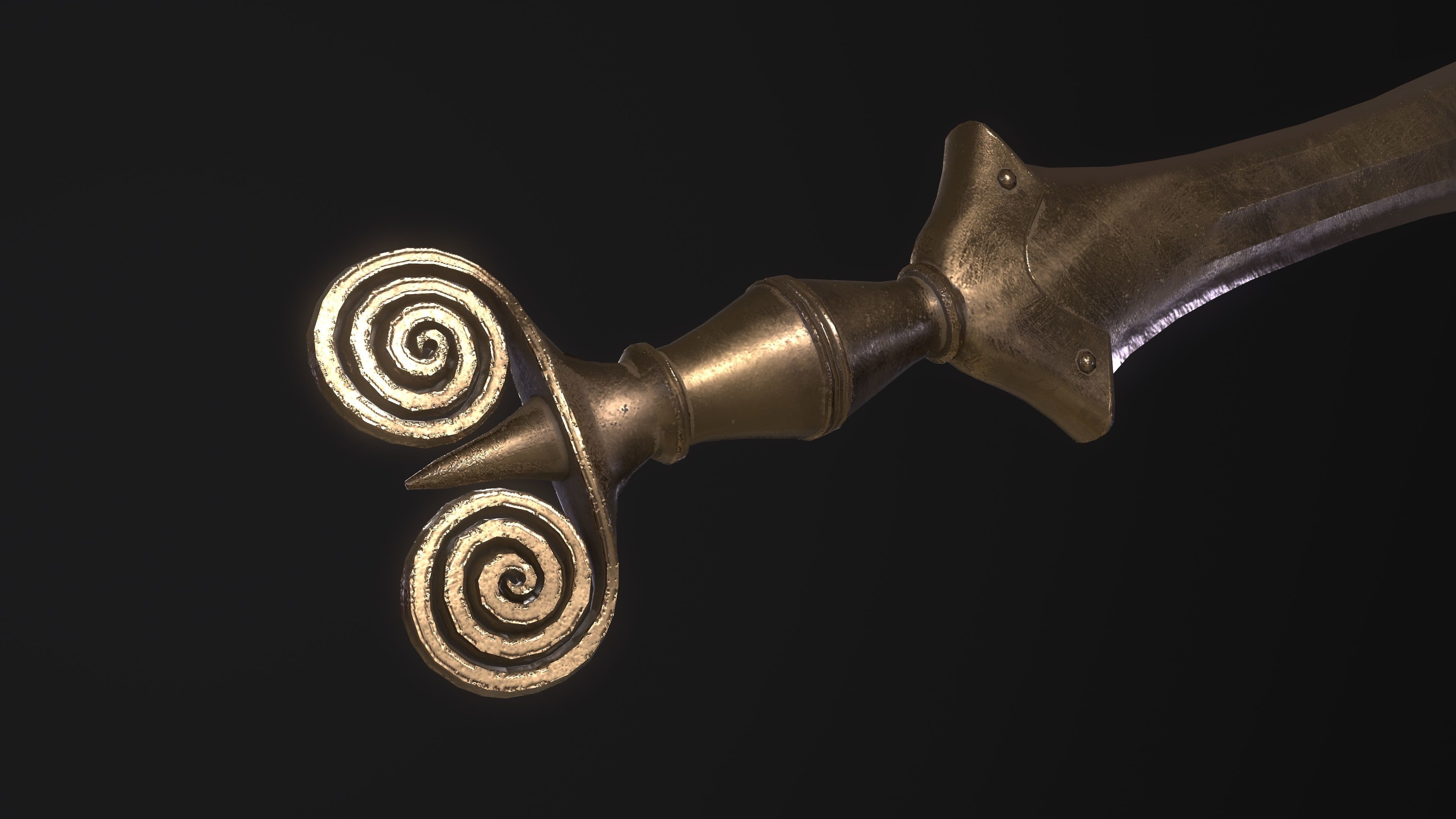 The Celtic Gundlingen - Leaf-Bladed Bronze Sword Low-poly 3D model_9