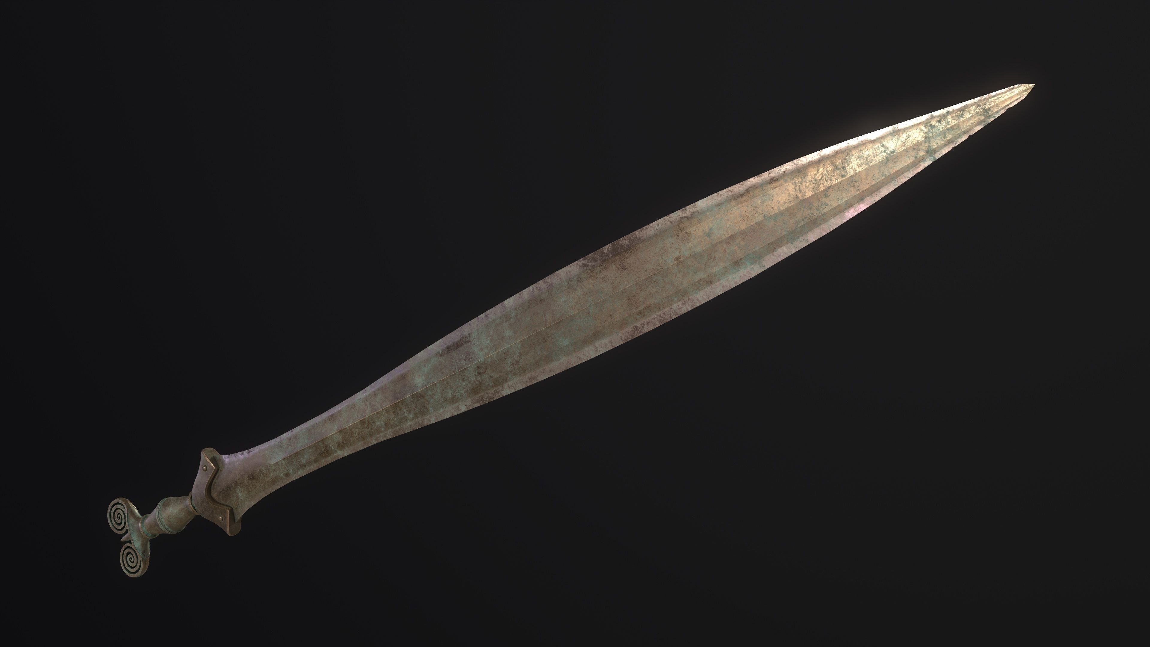 The Celtic Gundlingen - Leaf-Bladed Bronze Sword Low-poly 3D model_7
