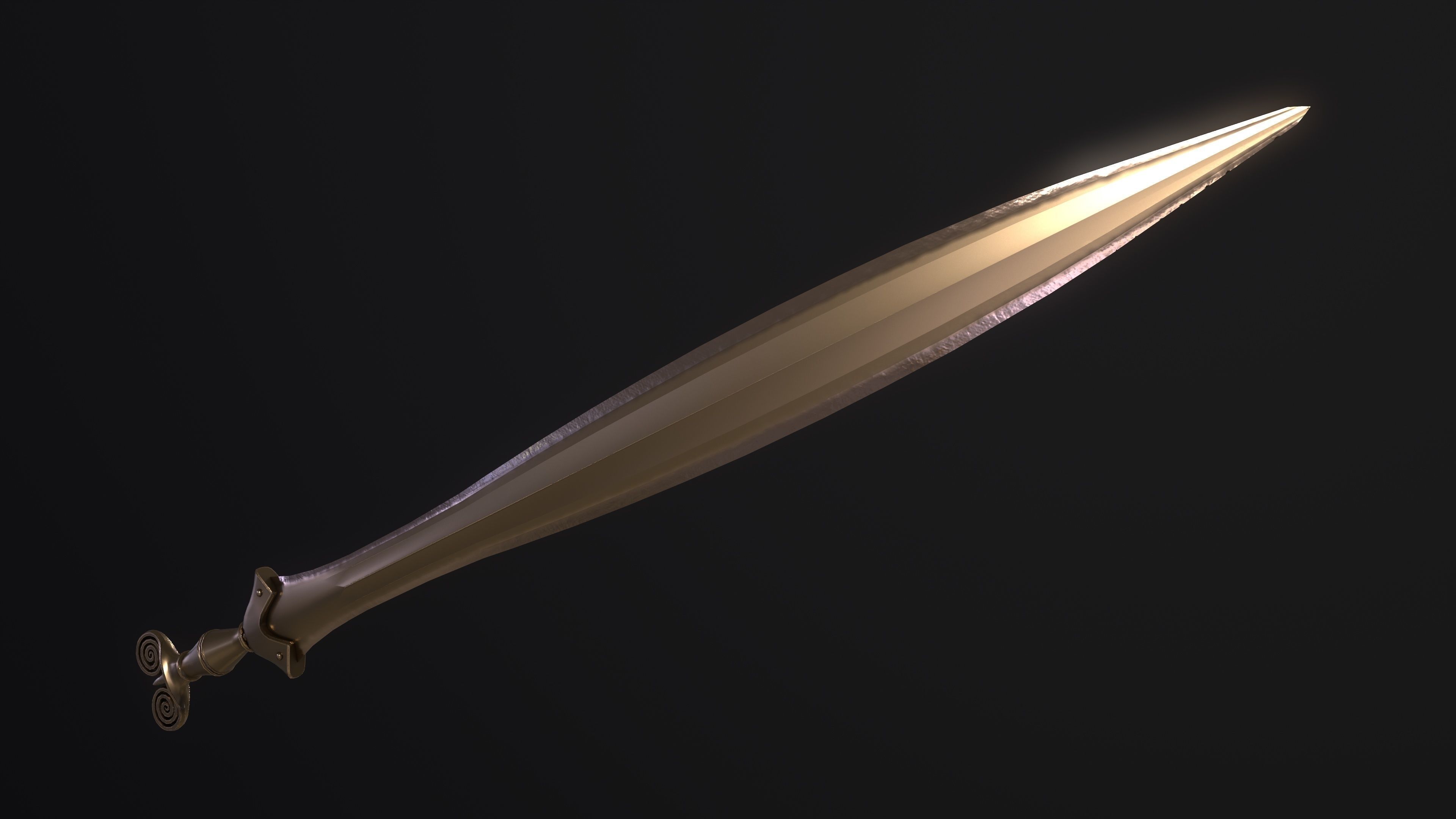 The Celtic Gundlingen - Leaf-Bladed Bronze Sword Low-poly 3D model_5