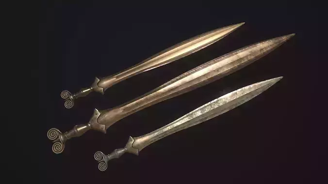 The Celtic Gundlingen - Leaf-Bladed Bronze Sword Low-poly 3D model
