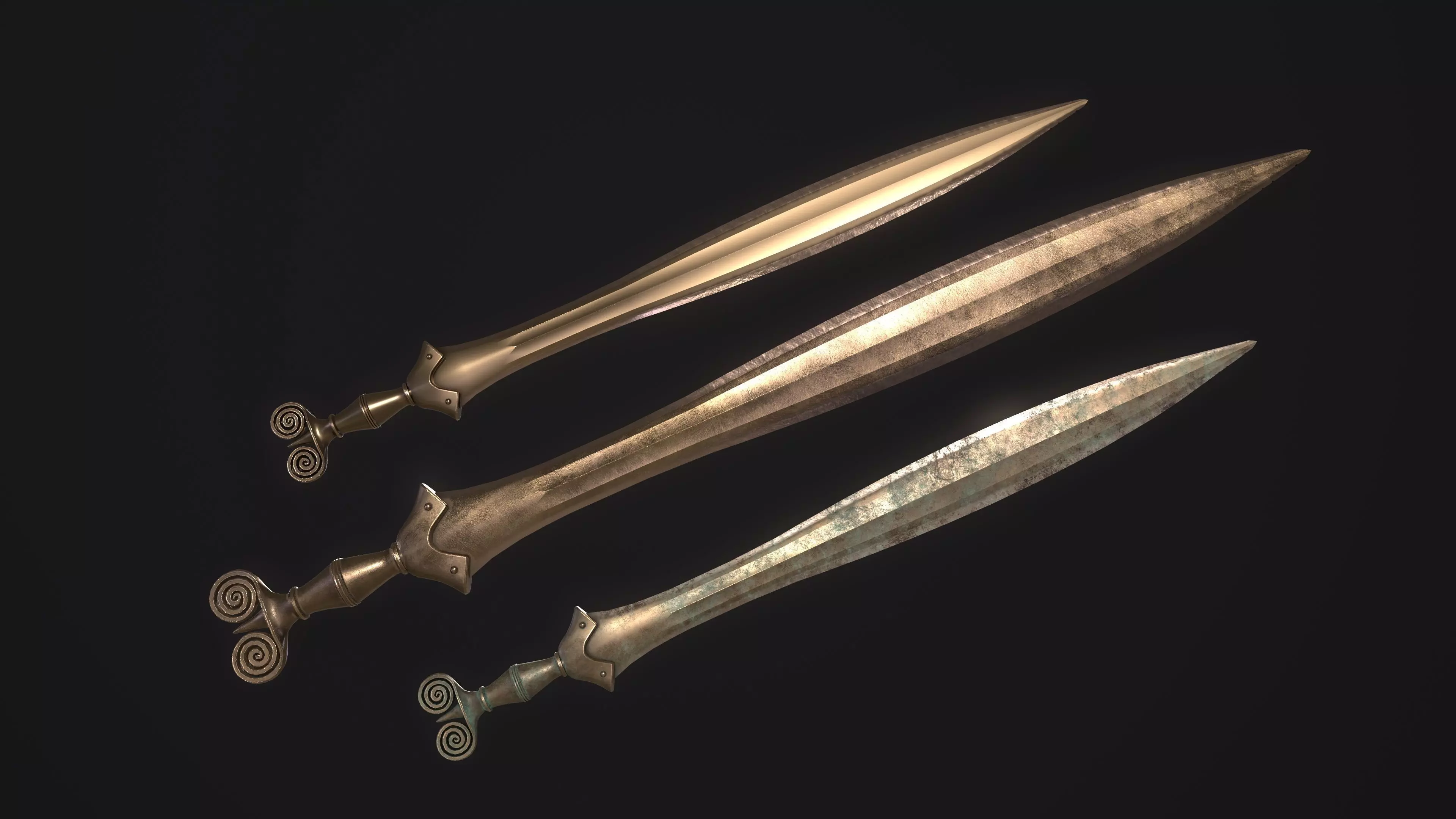 The Celtic Gundlingen - Leaf-Bladed Bronze Sword Low-poly 3D model_0