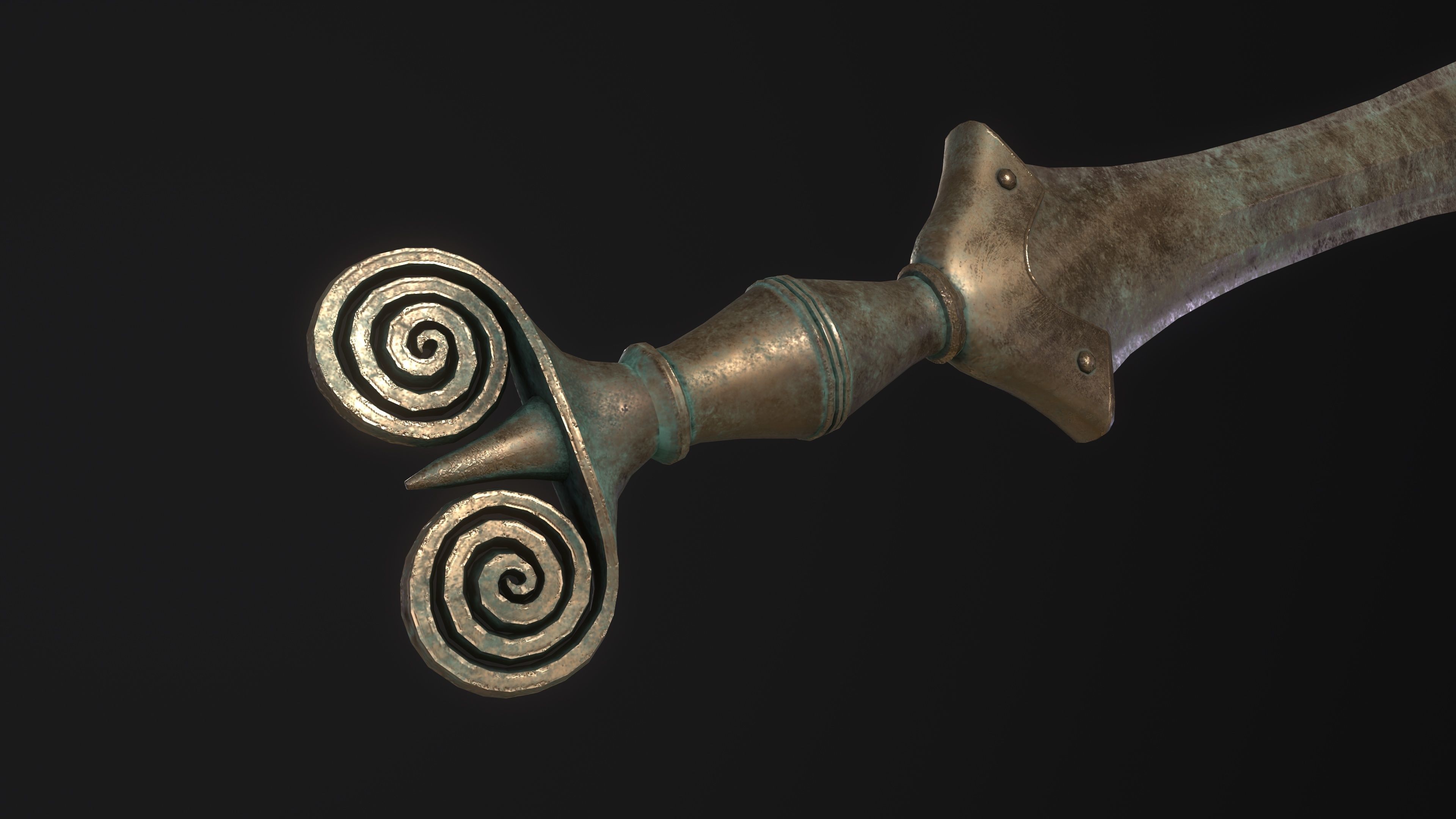 The Celtic Gundlingen - Leaf-Bladed Bronze Sword Low-poly 3D model_10