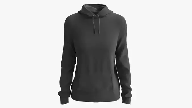 Hoodie with Pockets for Women Mockup 01 Black 3D model