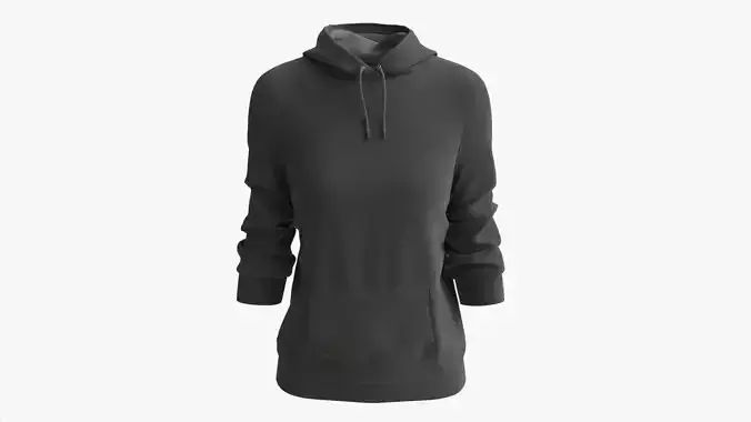 Hoodie with Pockets for Women Mockup 03 Black 3D model