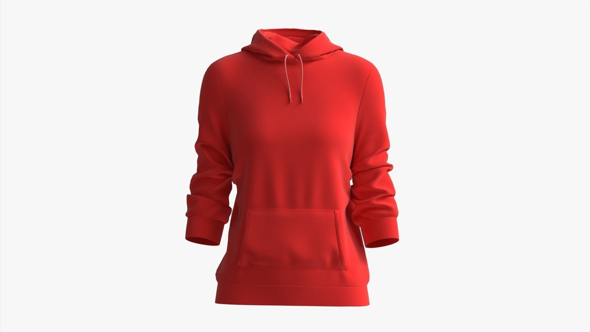 Hoodie with Pockets for Women Mockup 03 Red 3D model_4
