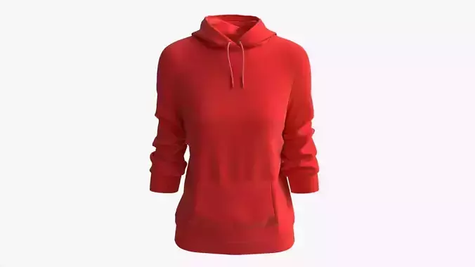 Hoodie with Pockets for Women Mockup 03 Red 3D model