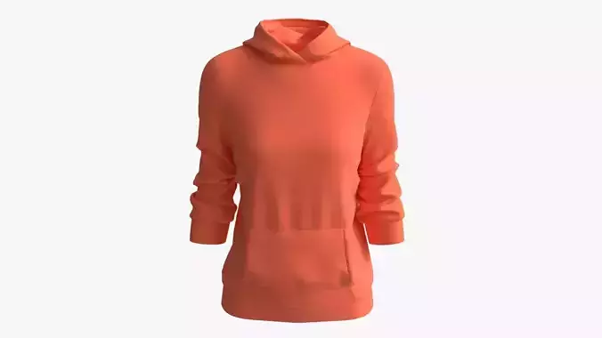 Hoodie with Pockets for Women Mockup 04 Orange 3D model