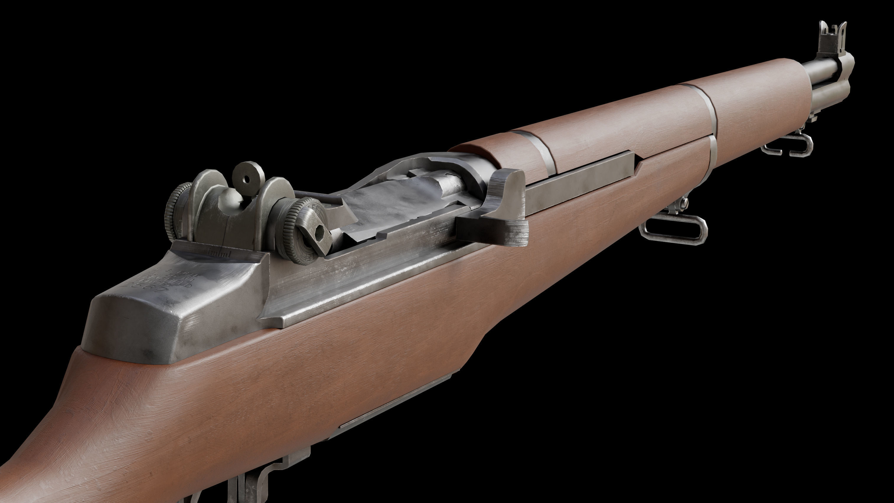 M1 Garand Low-poly 3D model_10