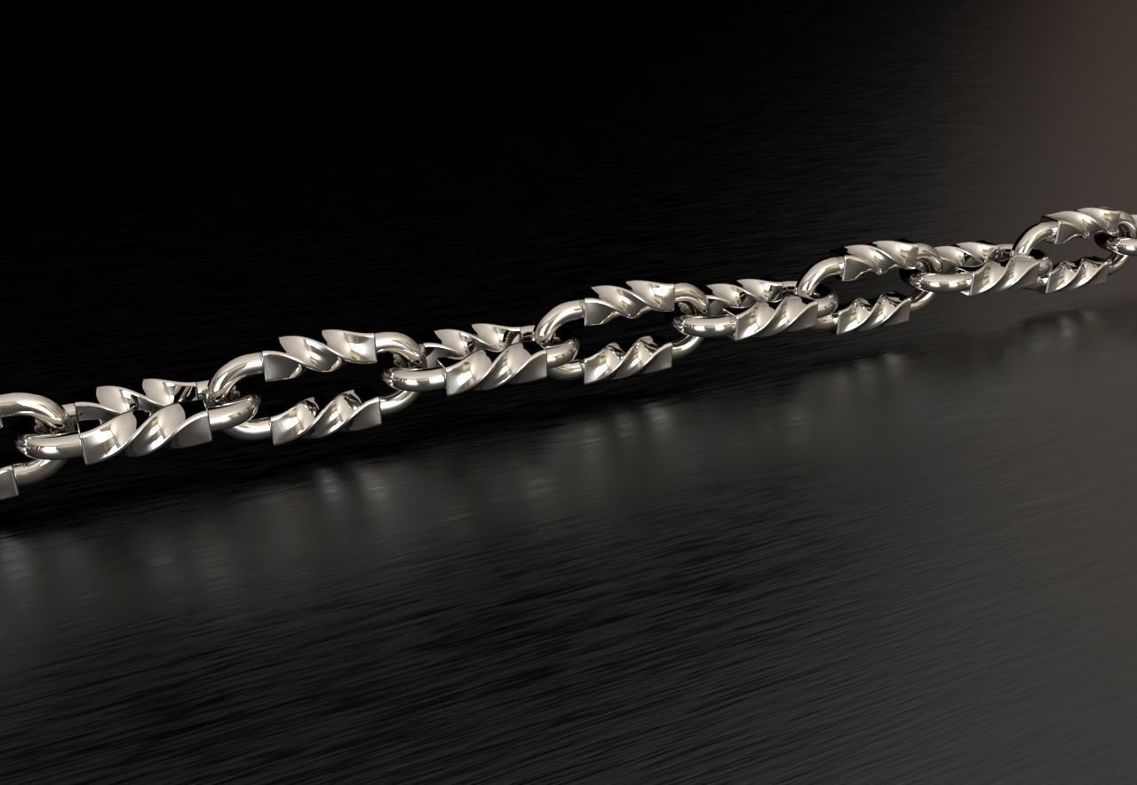 Tiffany chain link bracelet or necklace twist model sizes pack 3D print model_3