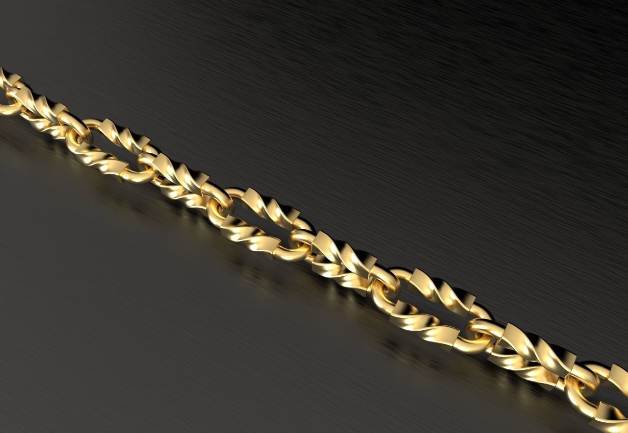 Tiffany chain link bracelet or necklace twist model sizes pack 3D print model_1