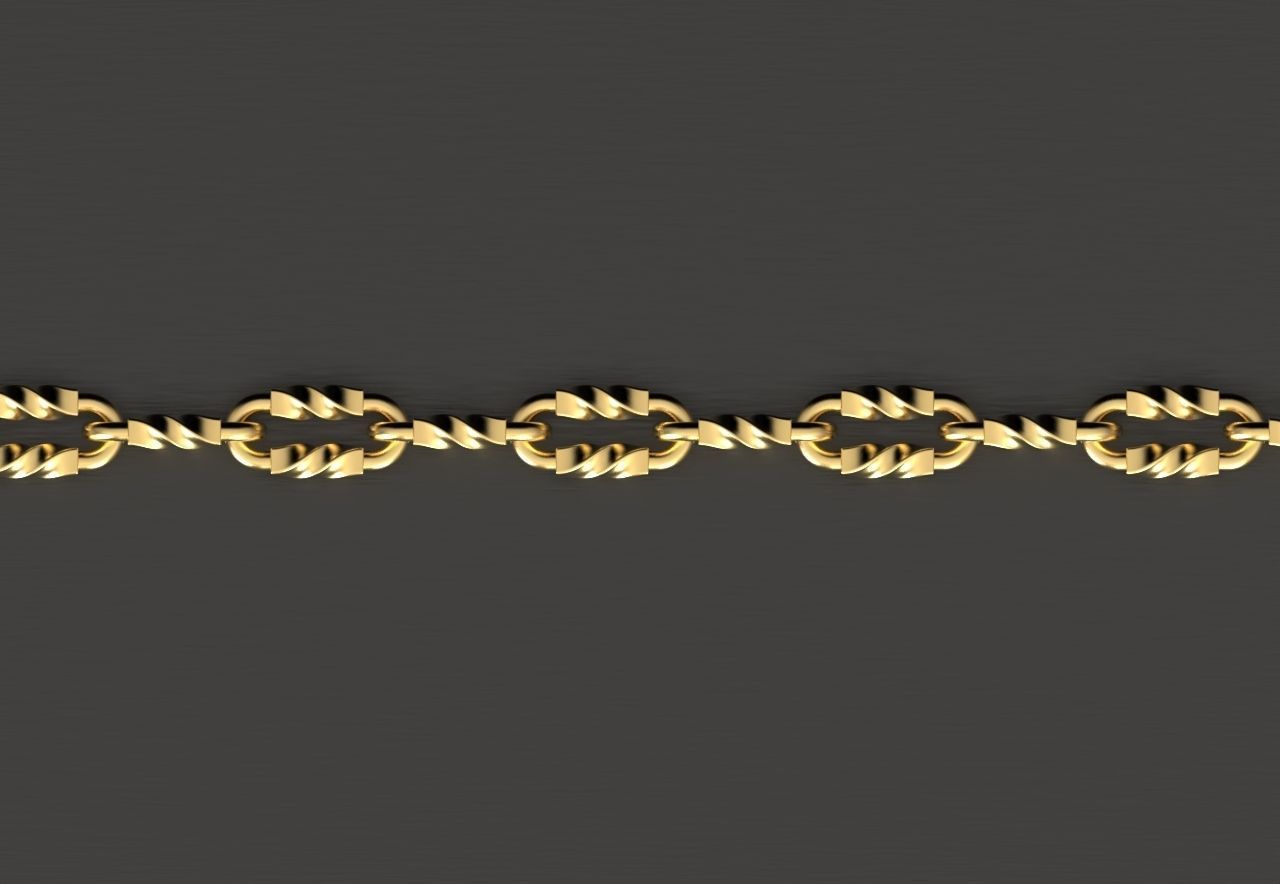Tiffany chain link bracelet or necklace twist model sizes pack 3D print model_5