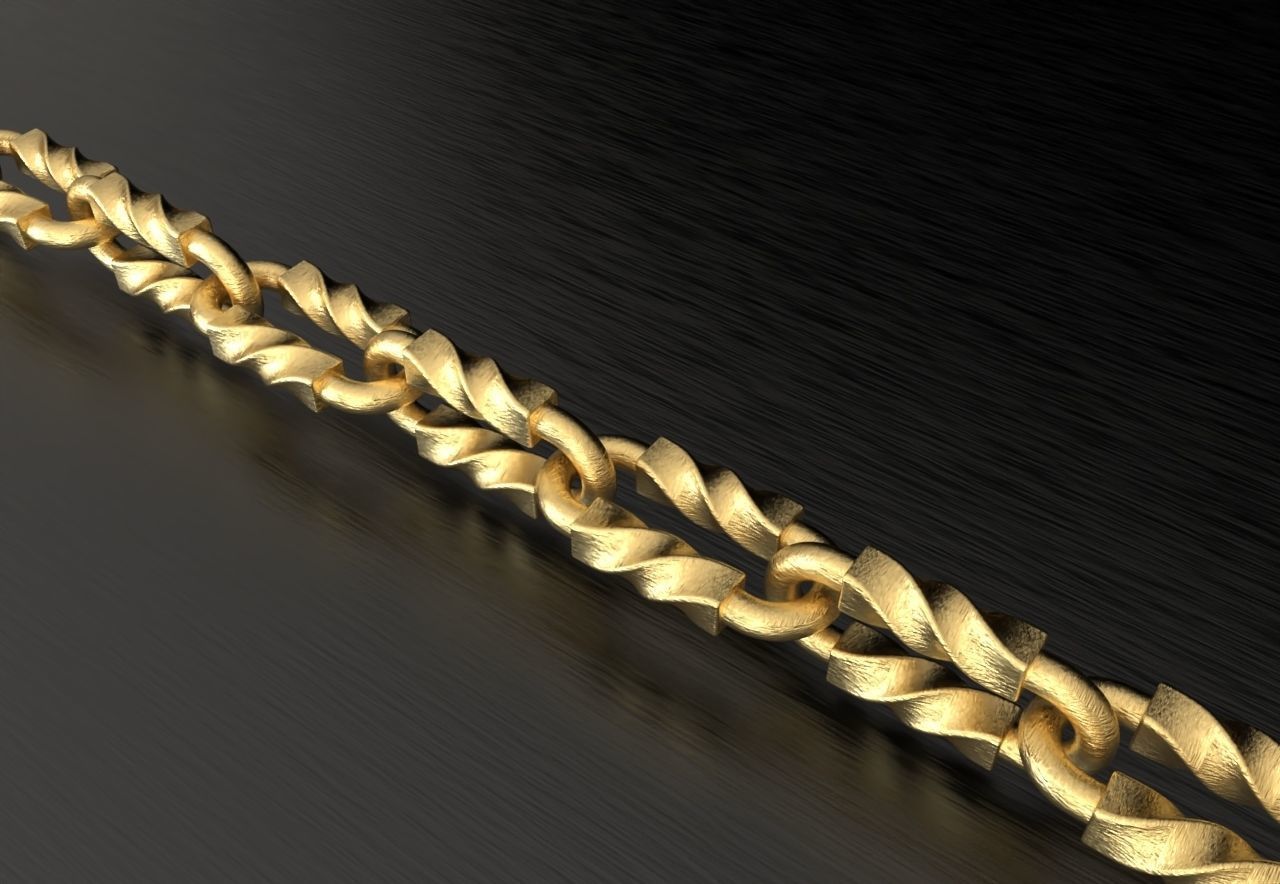Tiffany chain link bracelet or necklace twist model sizes pack 3D print model_7