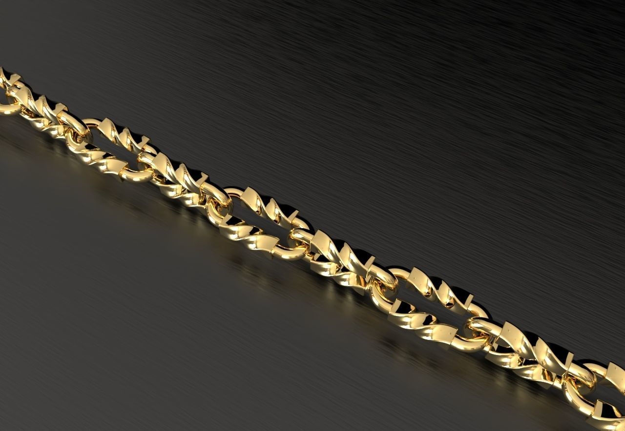 Tiffany chain link bracelet or necklace twist model sizes pack 3D print model_2