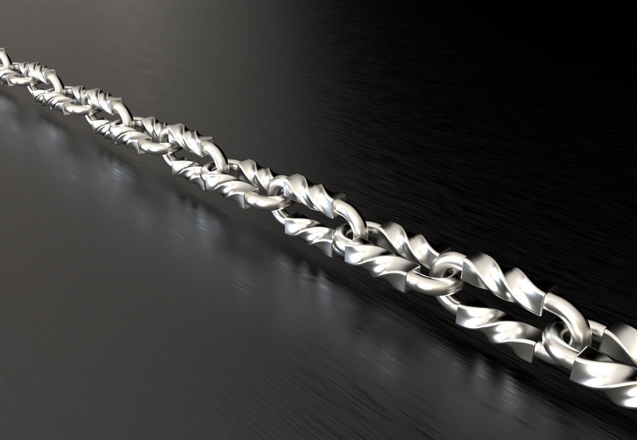 Tiffany chain link bracelet or necklace twist model sizes pack 3D print model_6