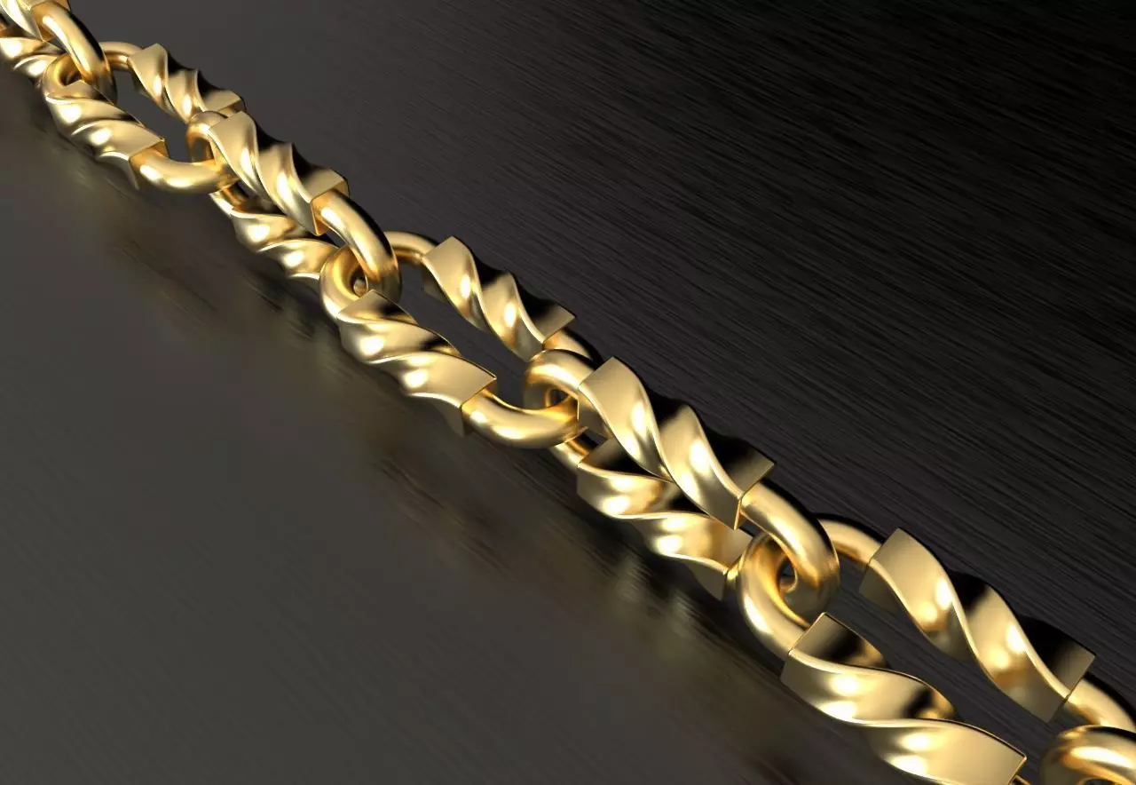 Tiffany chain link bracelet or necklace twist model sizes pack 3D print model_0