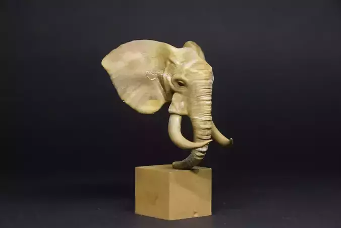 Elephant 3D print model head sculpture