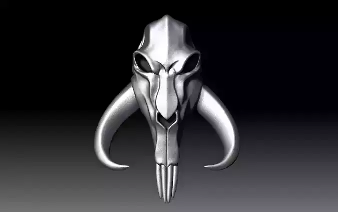 Mythosaur Skull Beskar ornament in Mandalorian cave 3D print model