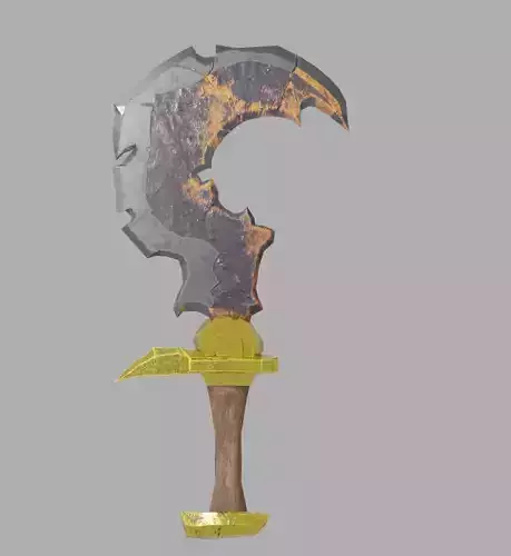 Scythe sword with gold handle