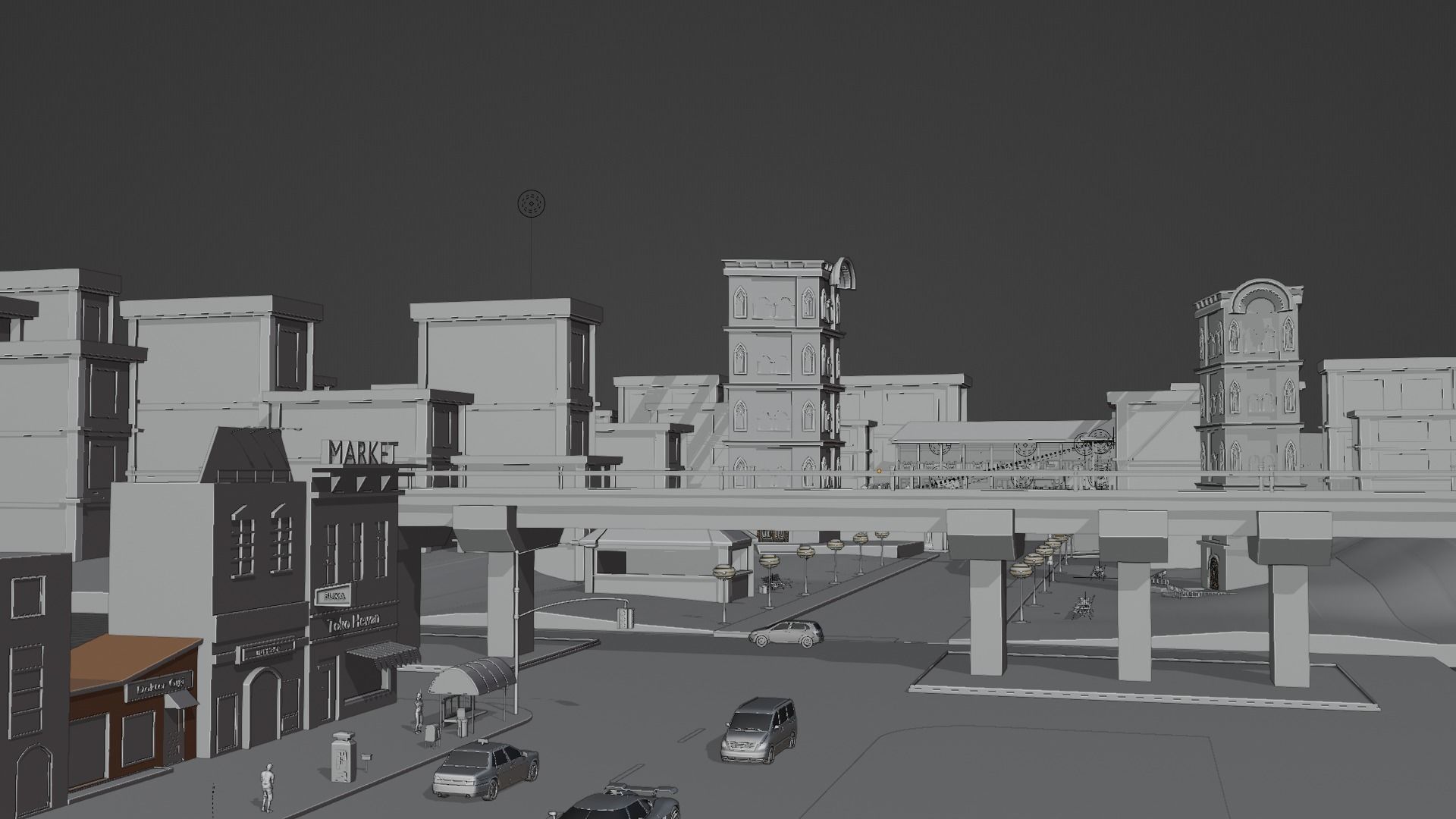 Cartoon city low poly Low-poly 3D model_6